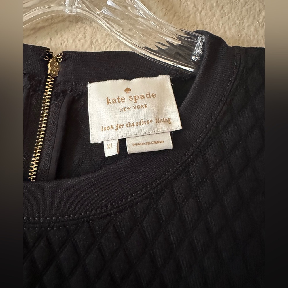 Kate Spade New York Drop Waist Dress Short-Sleeve Ruffle Hem Black Size XL - Picture 3 of 6
